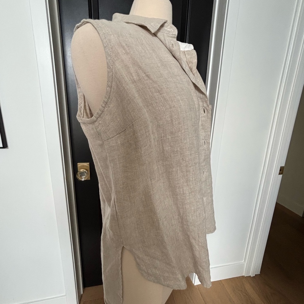 Sleeveless Beige Linen Top